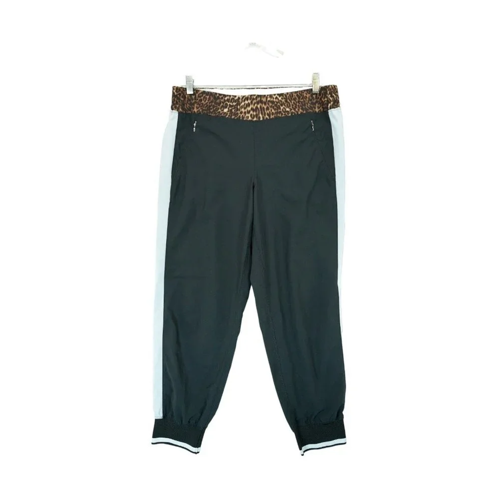 CALVIN KLEIN Animal Print Joggers Stretch - Women's Size Large - Zip Pockets